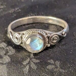 New Amazing Artisan Genuine Rainbow Moonstone Sterling Silver 925 Ring Size 9.5